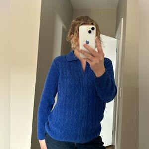 Classic Editions Blue Cable Knit Zip-Up in a Deep Royal Blue Colour💙